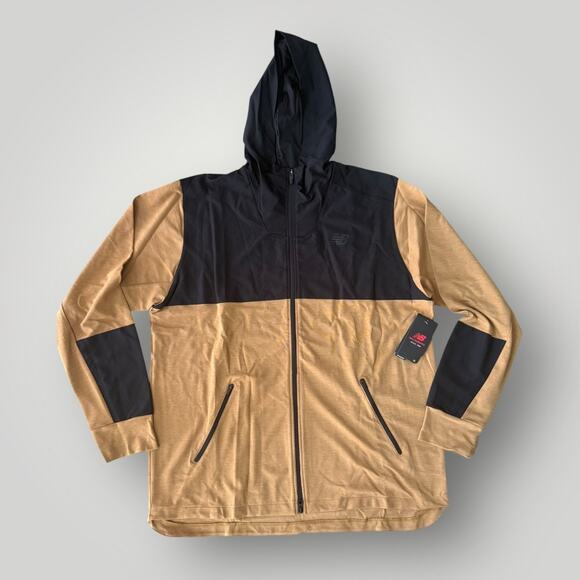 New Balance Men’s Athletic Hoodie Jacket - Size 2XL - Tan & Black - NWT - Picture 1 of 7